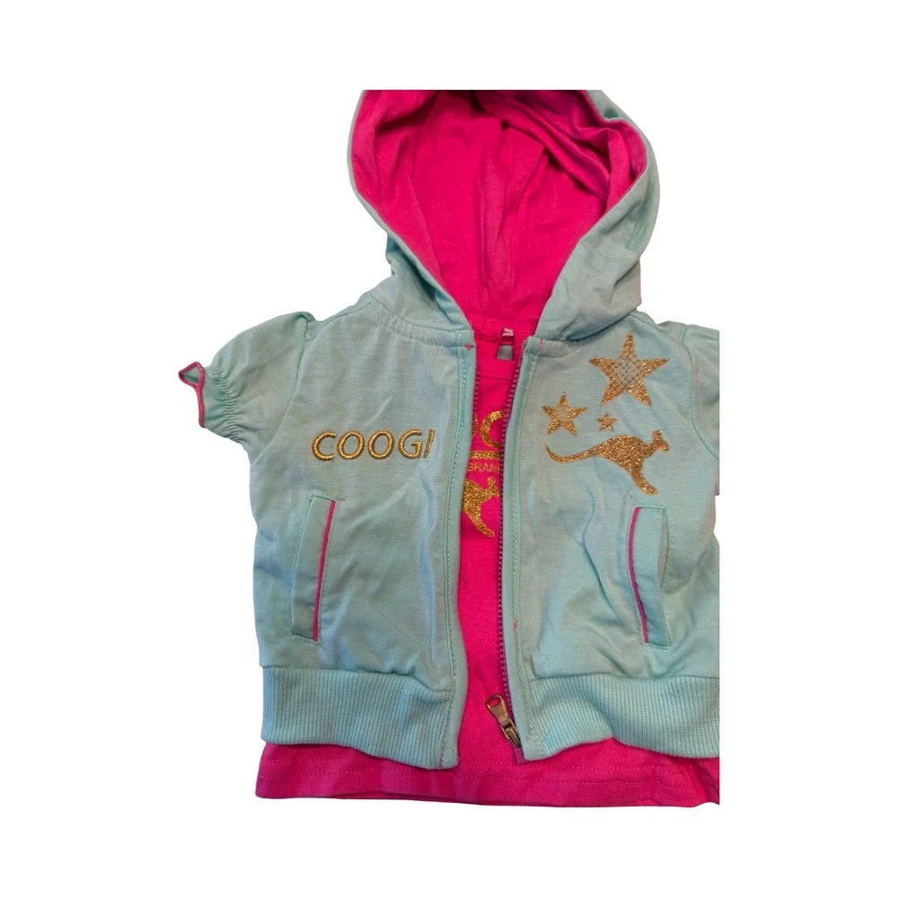 Coogi‎ Baby Girls 3 Piece Set Hoodie Shirt Denim Pants Blue Pink 3/6M